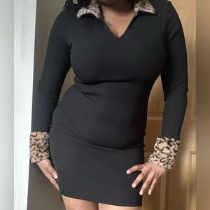 Black and Brown Cheetah Print Winter Dress